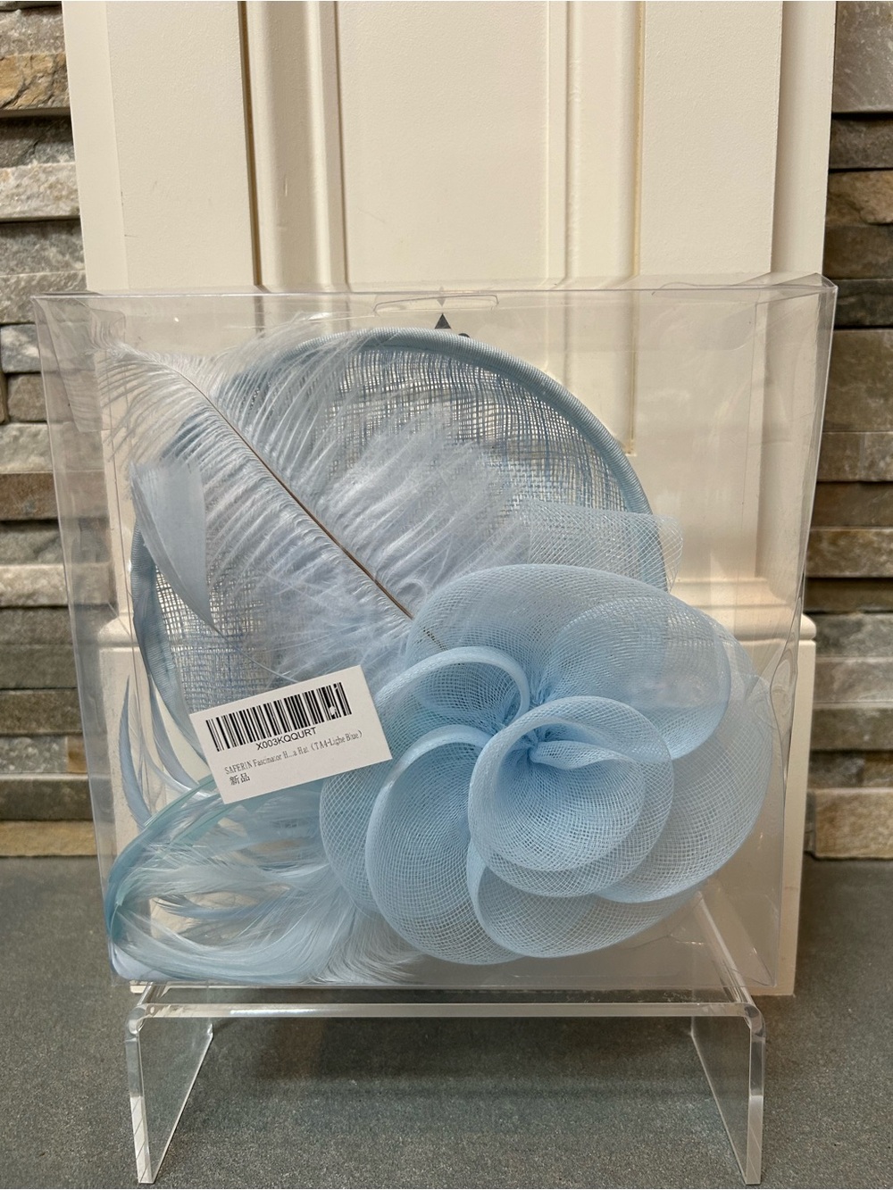 Light Blue Floral Feather Fascinator Headpiece for Women